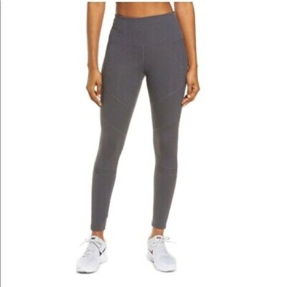Zella Moto Ribbed High Waist Ankle Legging size S Grey Forged EUC - Picture 1 of 5